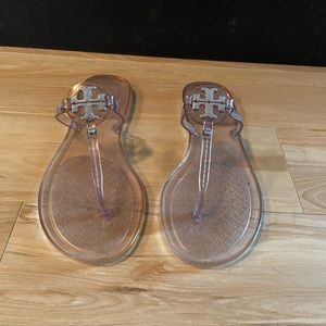 Tori Burch T strap jelly slides